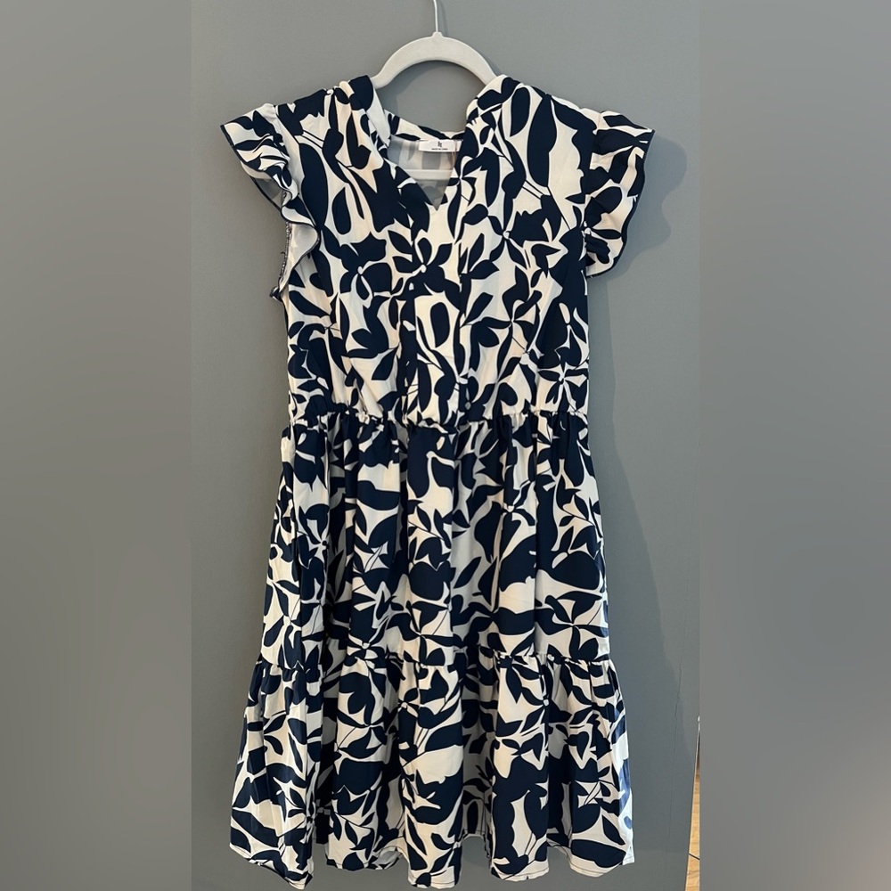 Blue and white dress